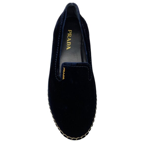 Prada Navy Blue Velvet Espadrilles - Picture 4 of 6